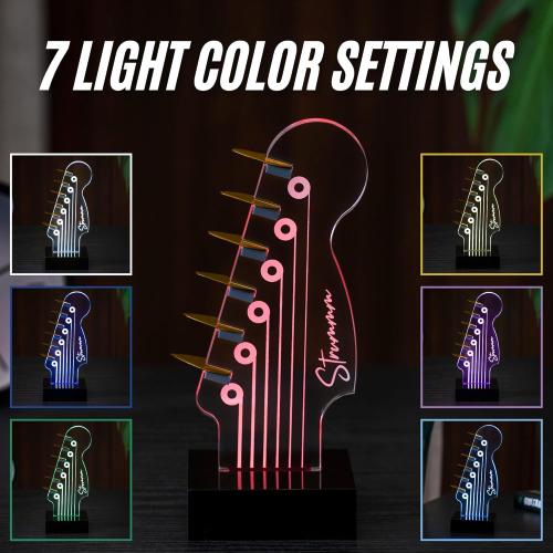 Light Up Guitar Pick Holder – 7-Color Changing LED Pick Storage Display & Night Light – USB Powered Novelty Room Decor, Holds 6 Picks – Cool Guitar Gift for Men, Musicians & Guitarists