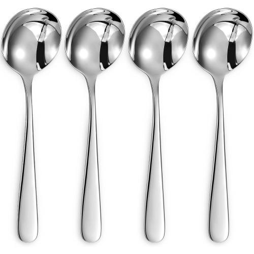 KEAWELL Premium 7 Louise Soup Spoons, 18/10 Stainless Steel, Dishwasher Safe (4)