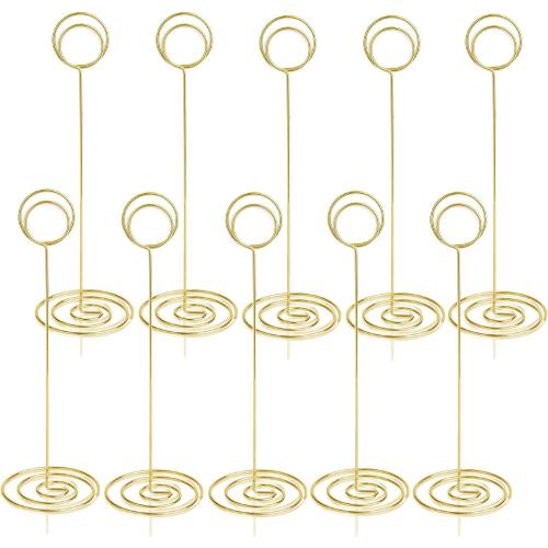 Table Number Holders 10Pcs - 8.75 inch Tall Table Number Stands Place Card Holder for Wedding Party Graduation Reception Restaurant Home Photo Picture Office Memo (Gold, 8.75)