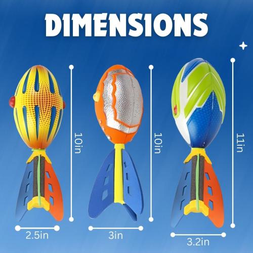 Liberty Imports 3 Pack Whistling Foam Footballs with Tail – Pocket Missile Rocket Football Toy Set for Kids – Aero Howling Sports Flyers for Outdoor Games, Backyard Play, Beach