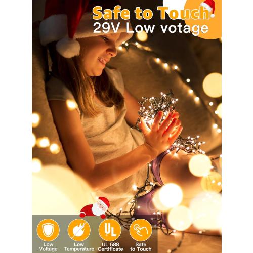 500 LED 164 FT Christmas Lights, Waterproof Outdoor String Lights with Remote and Timer, Christmas Tree Lights with 8 Modes Dimmable, Fairy Lights for Holiday Decor (Warm White)