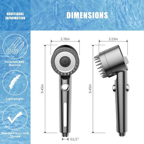 Filtered Shower Head with Handheld, High Pressure Water Flow and Multiple Spray Modes Shower Head with Filter, Power Wash for Hard Water, Showerhead with ON/OFF Switch for Pets Bath