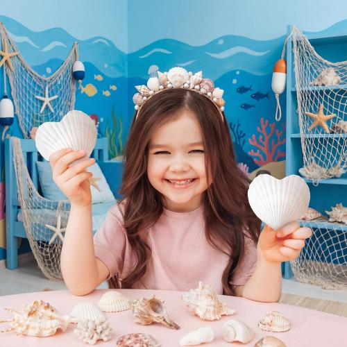 Thyle Natural Scallop Shells for Crafts 4 Inch White Heart Sea Shells for Summer DIY Craft Making Painting Cooking Summer Ocean Themed Party Supplies and Decoration(12 Pcs)