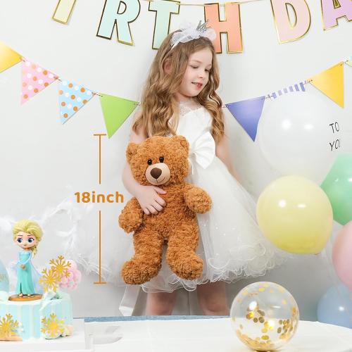Brown 18 Tezituor Small Teddy Bear Stuffed Animals 18inch, Cute Teddy Bear Plush Toys for Kids Girl Boy, Valentines Bear Plushie Gift for Girlfriend Boyfriend Women Wife, Brown