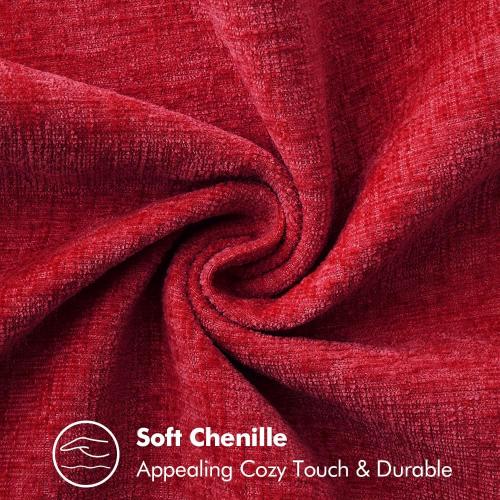 MIULEE Pack of 2 Christmas Pillow Covers 20x20 Inch Red Farmhouse Decorative Throw Pillow Covers with Stitched Edge Soft Chenille Solid Dyed Couch Pillow Covers for Sofa Bed Living Room