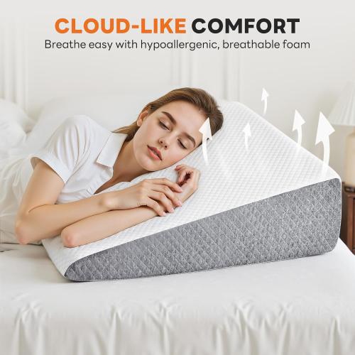 Sweetcrispy Wedge Pillow, Body Pillow for Sleep Apnea, Neck Pain Relief, Post Surgery, Sleeping Comfort, Acid Reflux, Heartburn, Back Pain Relief and Snoring, 7.5Inch White