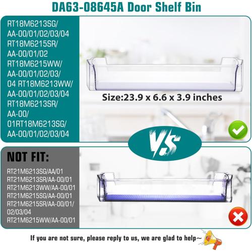 DA63-08645A Refrigerator Door Shelf 1Pack, RT18M6215SR Door Shelf Replacement Compatible with samsung Refrigerator Model: RT18M6215SR RT18M6215SG RT18M6213SR, RT18M6215SG/AA shelf Replace for 4864777