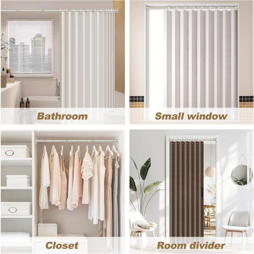 Brushed Nickel Shower Curtain Rods - 31-80 Inch Spring Tension Shower Rods for Bathroom, Adjustable, No Drilling, No Rust, Stainless Steel