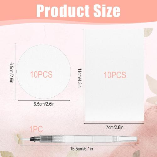 20 Pcs Foam Texture Paper 3D Drawing Canvas Sponge Paper Puffy Texture Blank Painting Papers with 1 Pcs Watercolor Brush Pen for Acrylics Painting Arts DIY Crafts(Circle2.6''x2.6'', Square4.3''x2.8'')