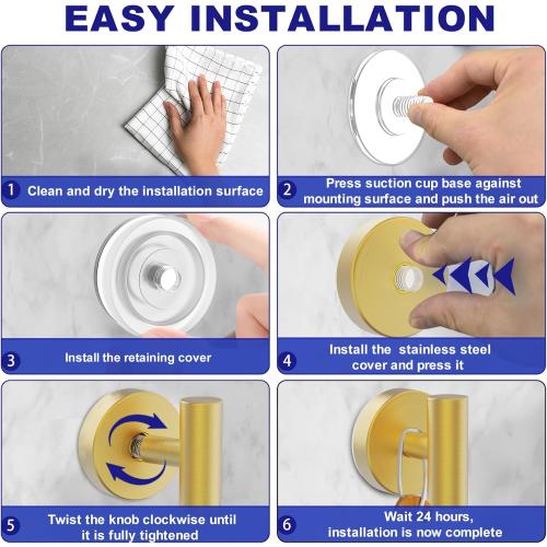 Suction Cup Hooks, Shower Hooks for Inside Shower – Removable Towel Hooks for Bathroom Window Glass Mirror Tile, Bath Robe Looafh Hook for Hanging – Waterproof & Rustproof, Gold(2 Pack)