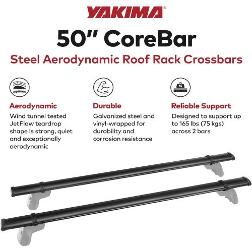 YAKIMA, CoreBar Aerodynamic Crossbars for Roof Rack Systems, Set of 2