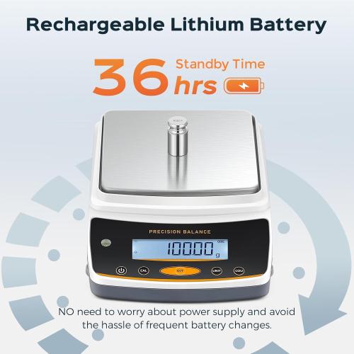 Bonvoisin Lab Scale - 5000g x 0.01g, Rechargeable Digital Scale with RS232 Interface, 0.01g Accuracy