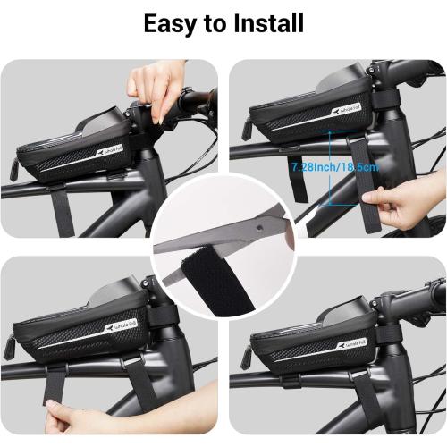 whale fall Bike Frame Bag Waterproof, 3D Eva Hard Shell, Bike Phone Holder, Bicycle Top Tube Bag, Cycling Pouch with Rain Cover, Bike Accessories for Phones Under 7
