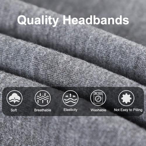 XTREND 4 Packs Wide Headbands Fashion Bandana Bohemian Style Elastic Knotted Non-Slip Headband Black Women Outdoor Sports Yoga Sweat Absorbent Solid Color Hair Accessories (Black Series)