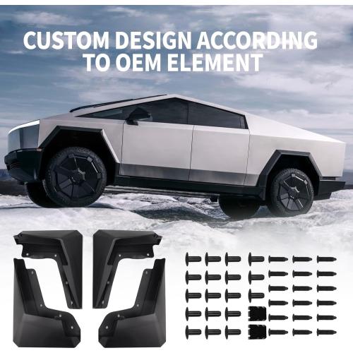 Mud Flaps Splash Guards Compatible with Tesla Cybertruck 2024 2025 Accessories Tire Protector Mudflaps All Weather No Need to Drill Holes Front & Rear Set of 4