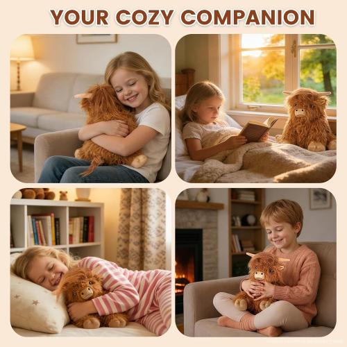 SuzziPals Weighted Highland Cow Stuffed Animals, Microwavable Heating Pad | Period Cramps Relief, Lavender Scented, hyland cow stuffed animal, Stress Relief, Bedtime Companion, Cow Gifts for Women Kids
