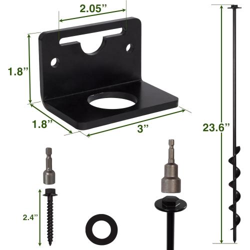 VASGOR 24” Mobile Home Anchors - Ground Anchor Screw in with Brackets and Adapter for Drill - Earth Anchors - Storage Shed and Swing Anchor Kits