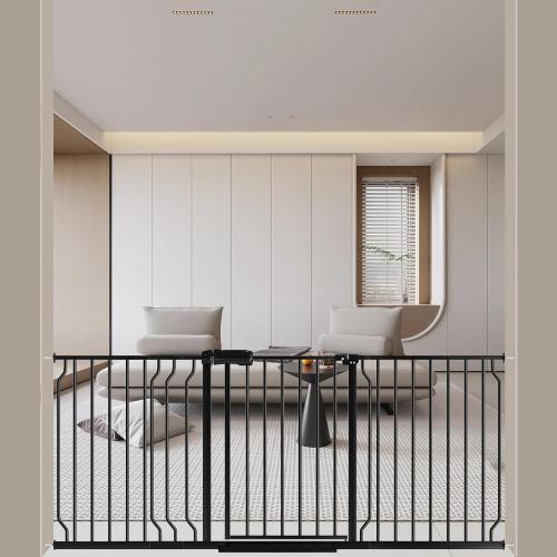 WAOWAO Baby Gate 62.20-71.26 Extra Wide Pressure Mounted Walk Through Swing Auto Close Safety Black Metal Toddler Kids Child Dog Pet Puppy for Stairs,Doorways,Kitchen