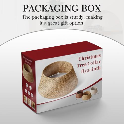 36in Extra Large Christmas Tree Collar - Woven Hyacinth Tree Collars for Artificial Trees - Rattan Rustic Farmhouse Basket for Tree Base Cover with Cord Cut-Out for 7.5ft 9ft 10ft Tree