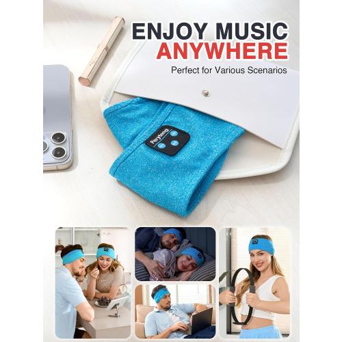 Perytong Sleep Headphones Wireless, Bluetooth Sports Headband Headphones with Ultra-Thin HD Stereo Speakers Perfect for Sleeping,Workout,Jogging,Yoga,Insomnia, Air Travel, Meditation (Azure)