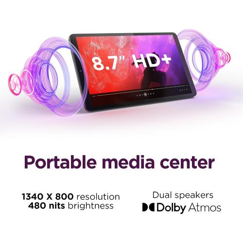 Lenovo Tab One - Lightweight Tablet - up to 12.5 Hours of YouTube Streaming - 8.7 HD Display - 4 GB Memory - 64 GB Storage - MediaTek Helio G85 - Includes Folio Case