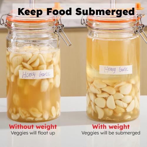 Jillmo Easy Grip Fermentation Weight- 4 Pack of Glass Weights for Wide Mouth Mason Jars