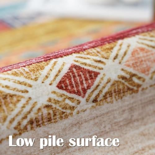 8x10 Washable Area Rug: Moroccan Large Neutral Boho Area Rug for Living Room & Bedroom Geometric Non-Slip Farmhouse Carpet for Living Room Red&Blue Colourful 8'x10'.