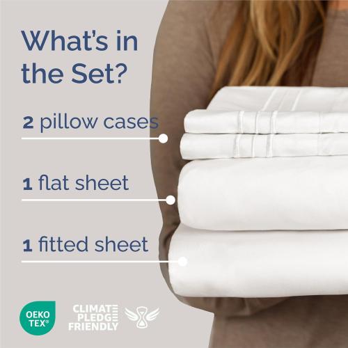 White King Size 4 Piece Sheet Set - Comfy Breathable & Cooling Bed Sheets Set - Hotel Luxury Bedding for Women, Men, Kids, Teens, Boys & Girls - Deep Pockets, Soft, Wrinkle Free - Oeko-Tex - Antique White
