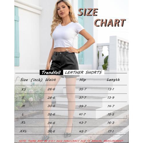 MEDIUM Womens Faux Leather Shorts High Waisted PU Elastic Leather Pencil Mini Skirts Skorts