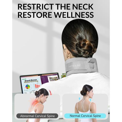 Ice Silk Neck Brace - Soft, Breathable Cervical Collar for Pain Relief & Posture Correction - Washabel Anti-Snoring Support for Comfortable Sleep - Ideal for Office Workers