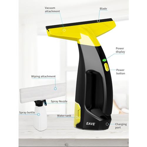 Rechargeable Window Vac, Power Window Vacuum Cleaner Set, Window Squeegee Electric Cleaning Tool for Windows, Tiles, Mirrors, 200ml Water Tank