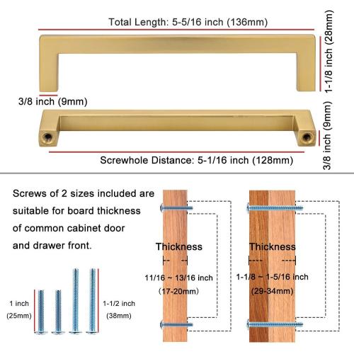 KOOFIZO Solid Square Brushed Gold Kitchen Cabinet Handles Gold Cabinet Pulls, 10 Pack 5 Inch Gold Hardware for Kitchen Cabinets Drawers Dresser Cupboard Bedroom Bathroom