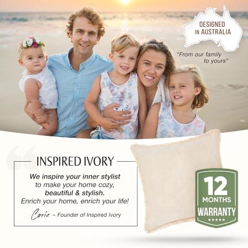 INSPIRED IVORY Lumbar Pillow Cover - Modern Farmhouse Beige Throw Pillow Cover with Fringe - Decorative Pillow Covers for Couch Sofa, Bed, Living Room Accent Boho Throw Pillow Covers 12x20 Inch