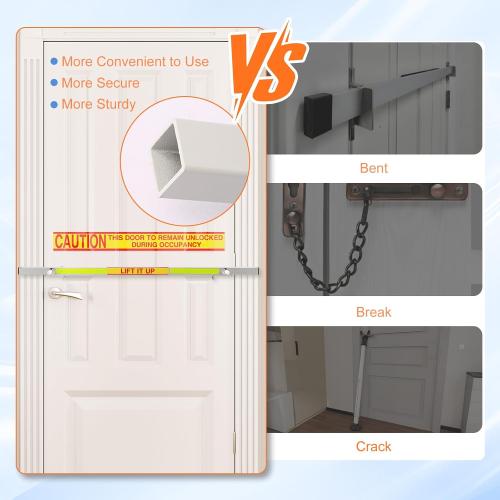 Door Security Bar for 36-inch Outswing Doors Security Bar Heavy - Duty Metal Security Pole Door Safety Bar Installation Completed in 30 min SB-01-0036