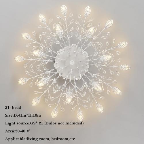 Modern Crystal Ceiling Light Fixture,Semi Flush Mount Chandeliers,Crystal Leaf Ceiling Light,Silvery Chandeliers for Dining Room,Living Room,Bedroom