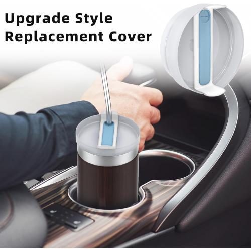 2 Pcs Replacement Tumbler Lid for Stanley 40 oz Cup, Dustproof Spill Proof Splash Resistant Tumbler Covers for Stanley and More Coffee Mugs (White)