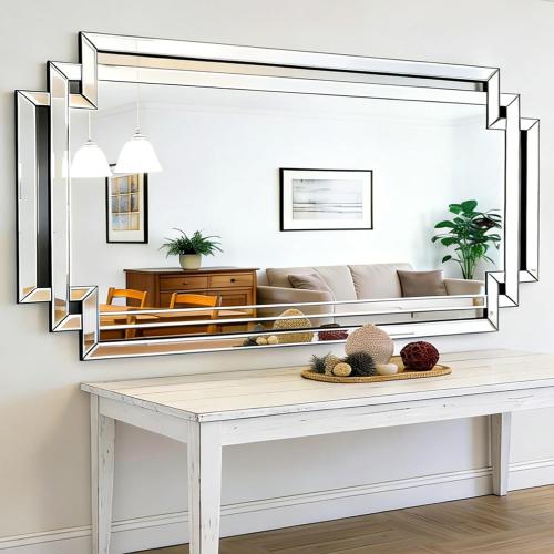 30 X 59 Large Wall Mirror for Decor, Glass Decorative Mirror with Beveled Edge and Glass Frame for Bathroom, Entrance, Living Room, Horizontally/Vertically Design