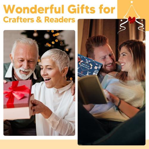 Neck Reading Light Book Lovers Gifts, Rechargeable 2000mAh 10-80Hrs Eye-friendly Wide Lamp Book Light, Birthday Mothers Day Gifts for Mom Wife Women Readers, Camping Knitting Crochet Accessories