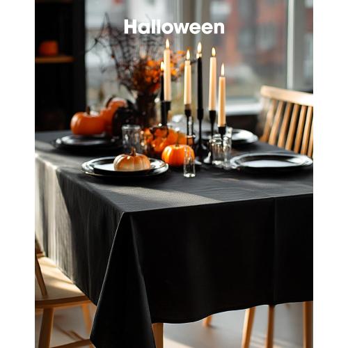 Pureegg Rectangle Table Cloth 60 x 84 – Durable Polyester Tablecloth Offers Reusable & Washable Protection, Ideal for Outdoor Party, Picnic, Wedding, Banquet and Birthday, 1 Pack, Black