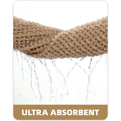 Color&Geometry 20x24 Chenille Toilet Rugs U Shaped Stain Resistant,Khaki