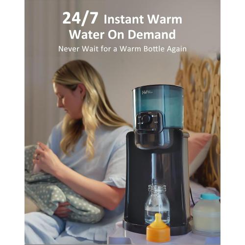 Water Warmer, HEYVALUE Baby Bottle Warmer, Formula Maker with Night Light, 4 Temperature Control & 72H Keep Warm, Detachable Tank, Instantly Dispenses Warm Water, Feed Baby More Easier and Healthier