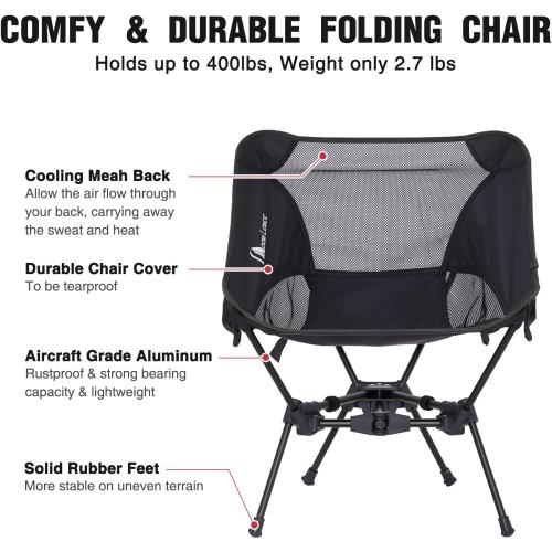 MOON LENCE Portable Camping Chair Backpacking Chair - The 4th Generation Ultralight Folding Chair - Compact, Lightweight Foldable Chairs for Hiking Mountaineering, Beach