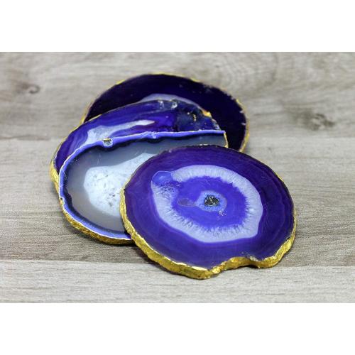 eSplanade Natural Agate Coasters Bar Beer Coffee Tea Coaster - Set of 4 Coasters - Perfect Table Accessories Tableware (Blue)
