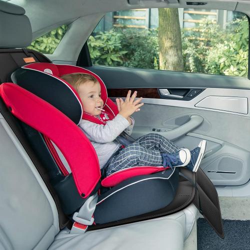 Car Seat Protector, Large Auto Protector for Child Seats with Thickest Padding and Non-Slip Backing Mesh Pockets for SUV, Sedan, Truck, Leather and Fabric - Black