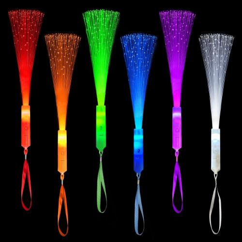 6 Pack Glow Sticks Toys Party Favors Supplies for Kids, Light Up Camping Essentials Games Fiber Optic Wand Sparklers Fireworks for Toddlers, Neon Accessories Decorations for Basket, Wedding, Birthday