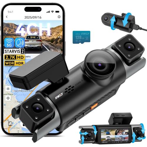 IIWEY C4 PRO 4-CH Dash Cam & Hardwire Kit & CPL Filter