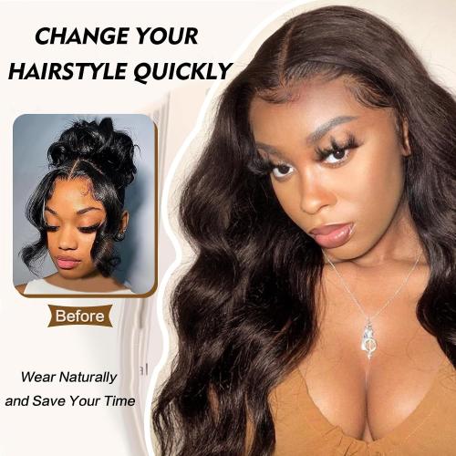Mayou Dark Brown V Part Wig Long Body Wavy Upgrade U Part Synthetic Hair for Black Women 24Inch Full Head Clip In Hair Glueless Natural Wavy Women Wigs For Daily Use