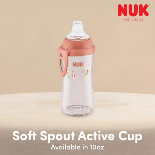 NUK Active Sippy Cup, 10 oz, 2 Pack, Disney's Cars, Lightning McQueen, BPA-Free, Spill-Proof, Transition Cup