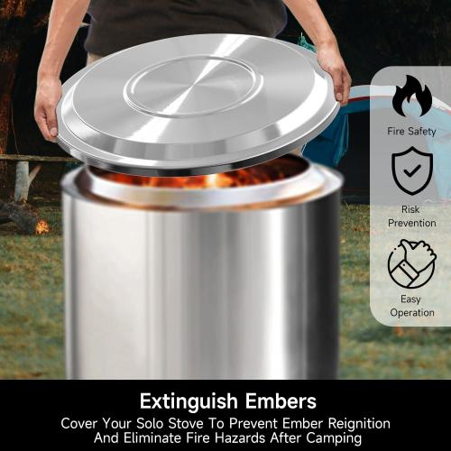 Fire Pit Lid for Solo Stove Yukon, 27 Inch Stainless Steel Cover for Solo Stove Yukon smokeless firepit- Weather-Resistant Solo Stove Accessories for Protection and Tabletop Use