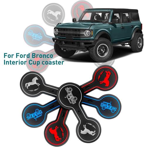 Car Cup Holder Coaster Compatible with Ford Bronco Offroad 2021-2025, Silicone Car Decorative Water Coaser, Bronco Car Accessories (Grey)